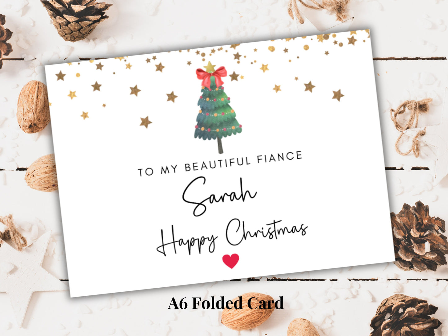 To My Beautiful Fiance Romantic Christmas Card/ Merry Christmas to Partner/ Girlfriend/ Happy Christmas/ Season Greetings/ Wifey to Be Card