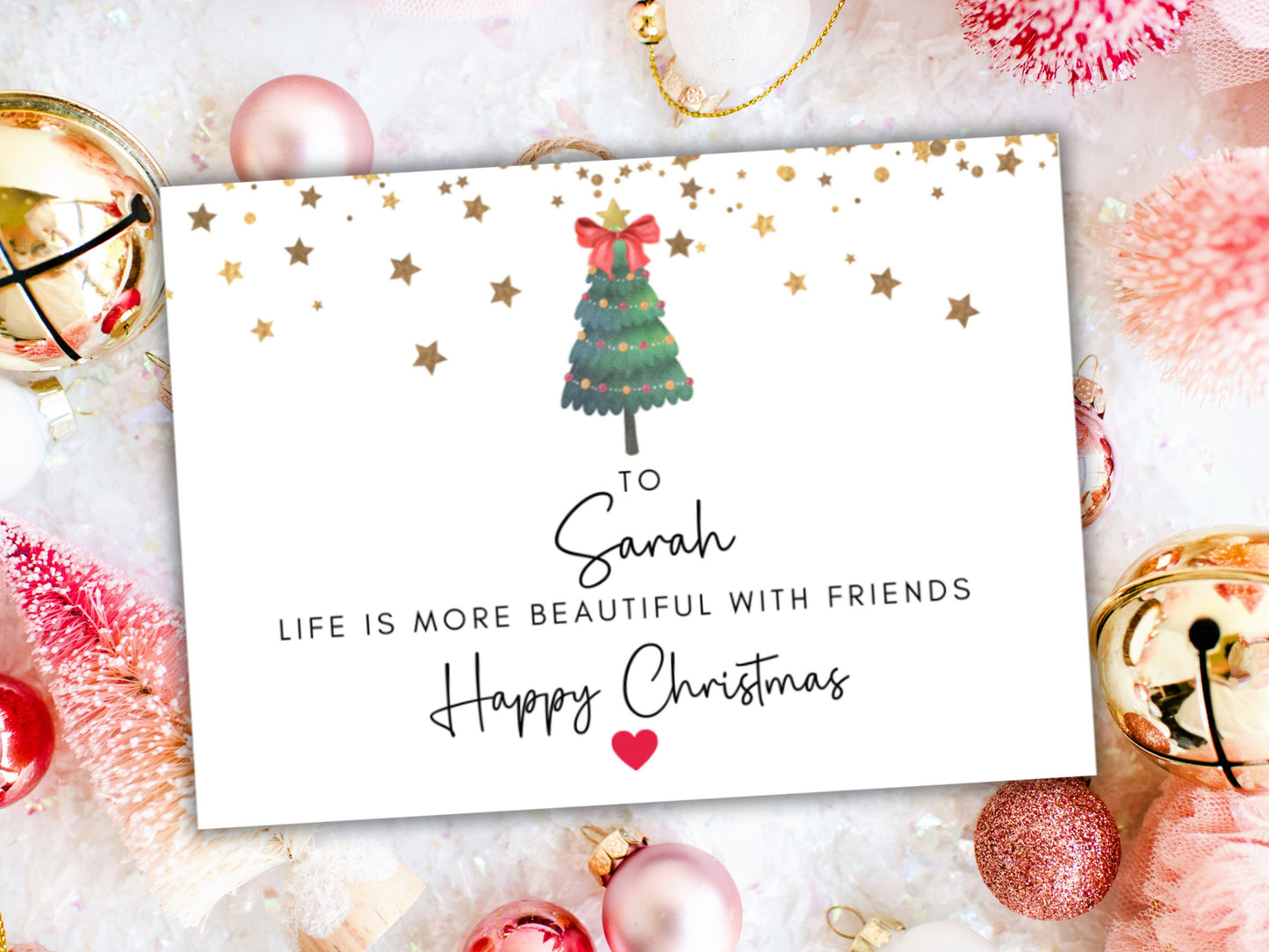 Life Is More Beautiful With Friends Card/ Romantic Merry Christmas to Partner/ Wife/ Girlfriend/ Fiance/ Season Xmas Greetings Best Friend