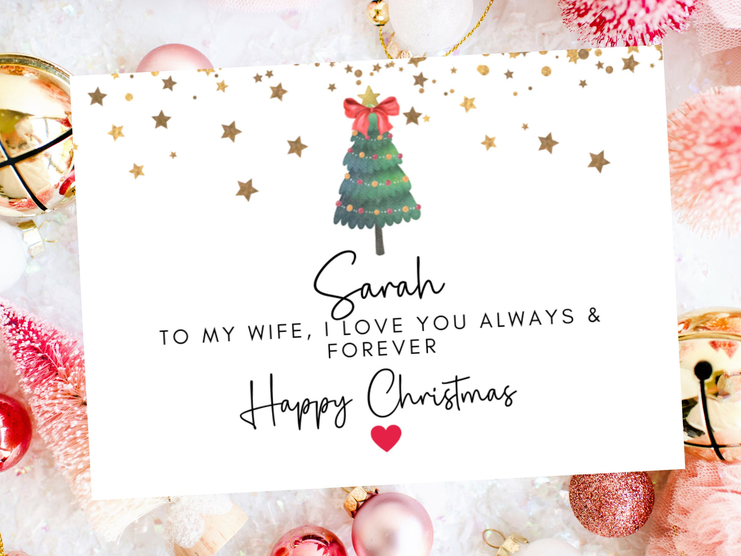 To My Wife I Love You Always and Forever Card/ Romantic Merry Christmas to Partner/Wife/Girlfriend/Fiance/Husband Season Xmas Greetings