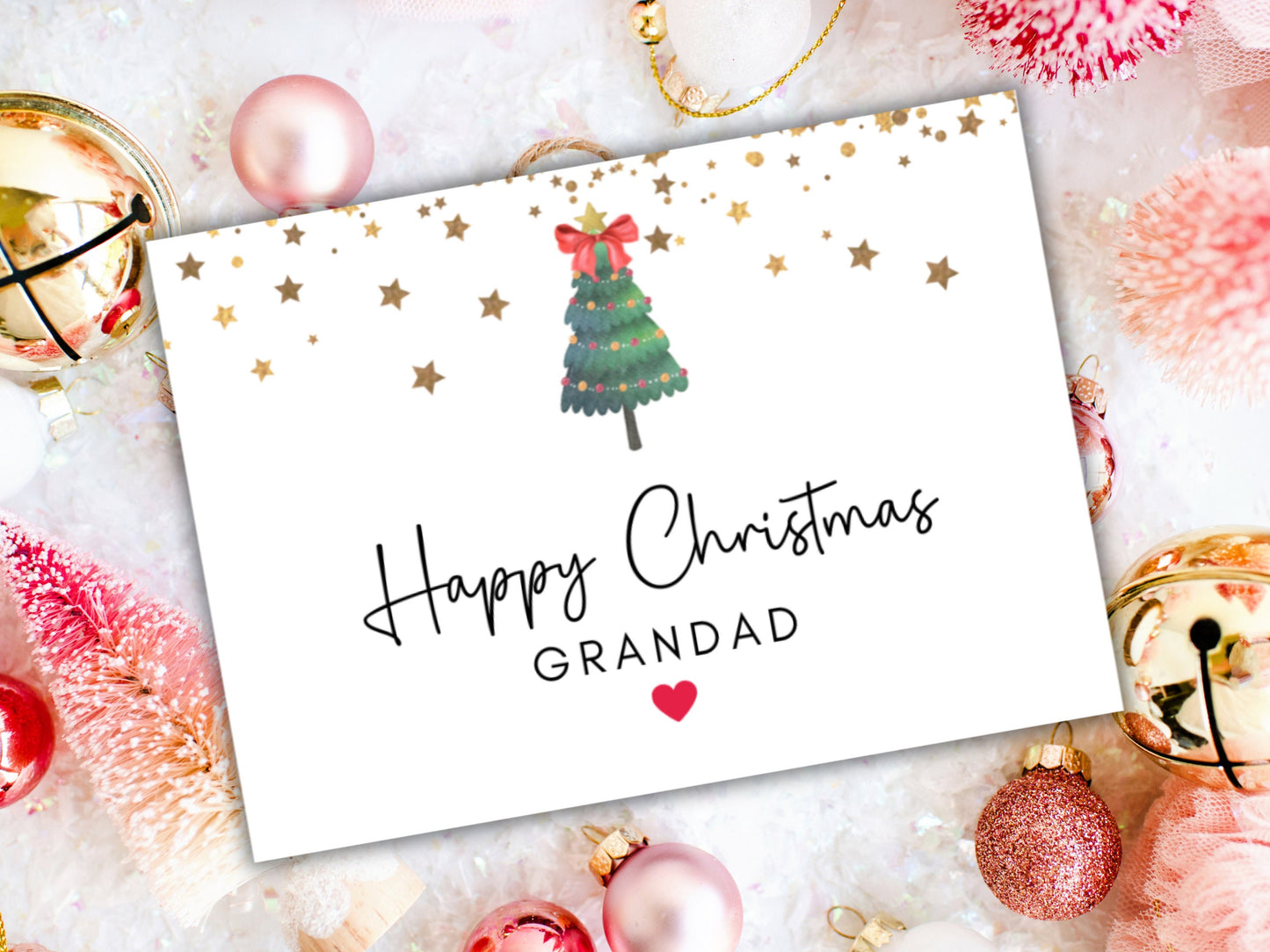 Grandad Christmas Card/ Simple Custom Christmas Cards/ Seasons Greetings Grandpa/ Happy Christmas/ Star Sparkle Greeting Card