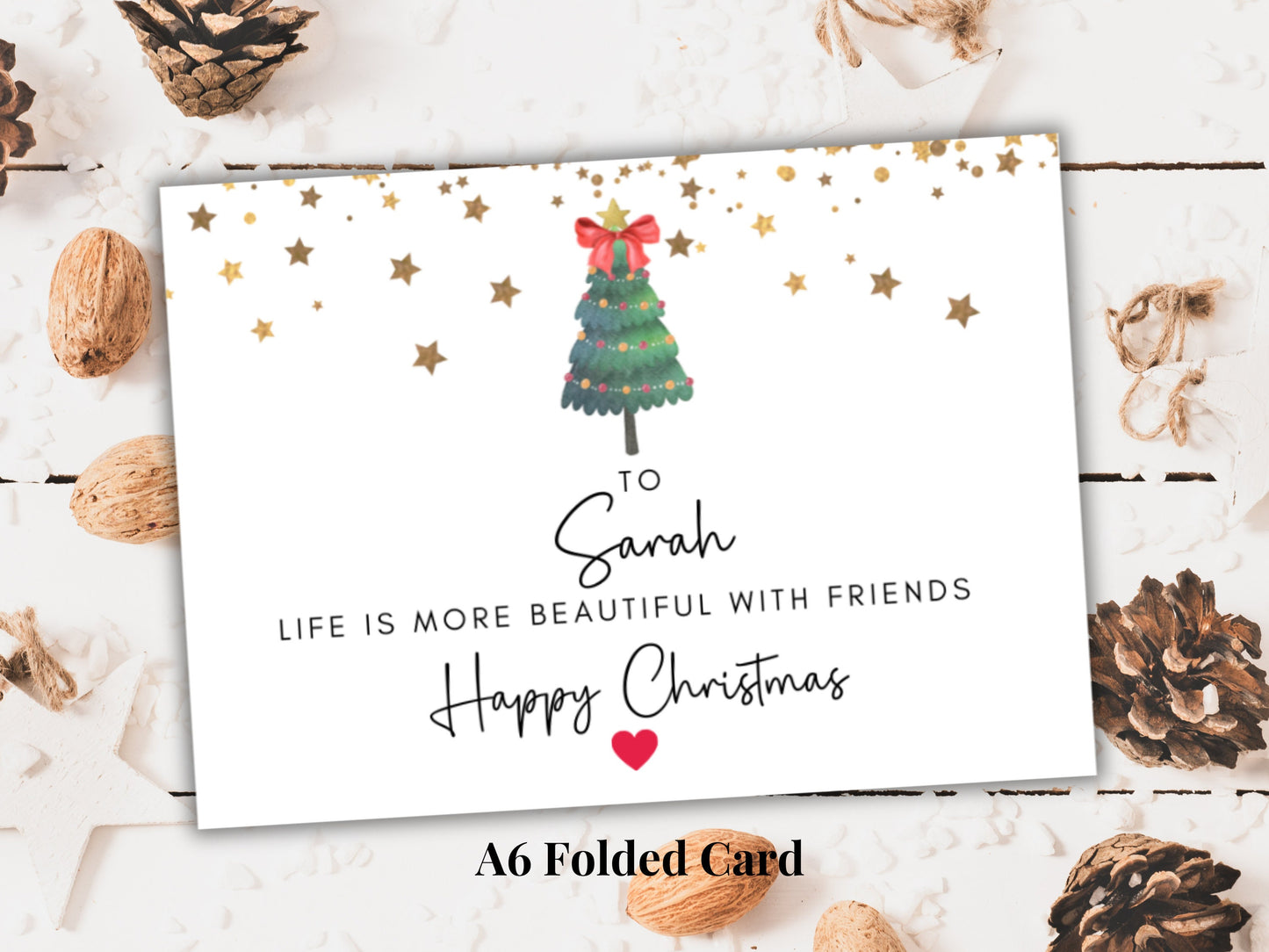 Life Is More Beautiful With Friends Card/ Romantic Merry Christmas to Partner/ Wife/ Girlfriend/ Fiance/ Season Xmas Greetings Best Friend