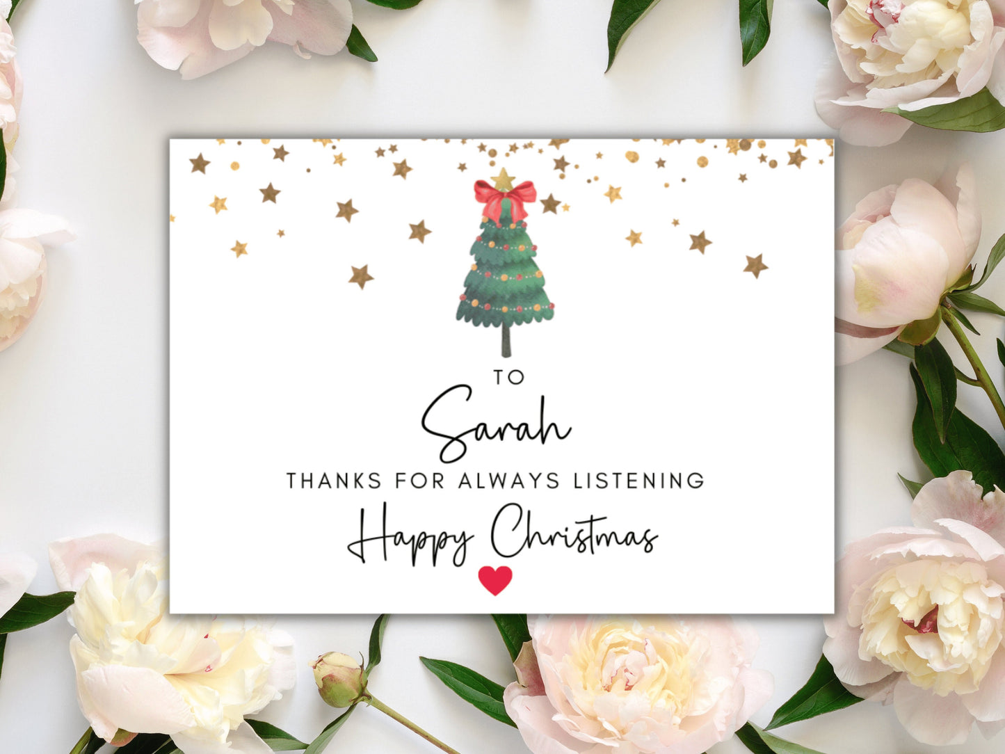 Personalised Thanks for Always Listening Sticker/ Winter Christmas/ Xmas Tree Mini Wine Bottle Stocking Filler Gift for Bestie Best Friend