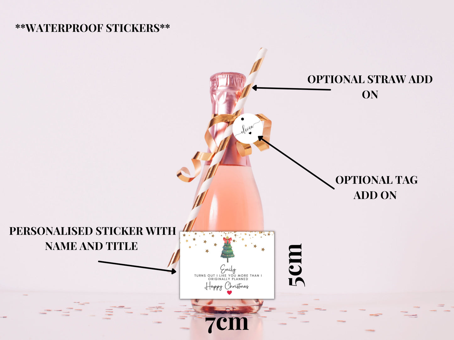 Personalised Turns Out I Like You More Than I Originally Planned Sticker/ Winter Christmas/ Star Xmas Tree Mini Wine Bottle/Stocking Filler