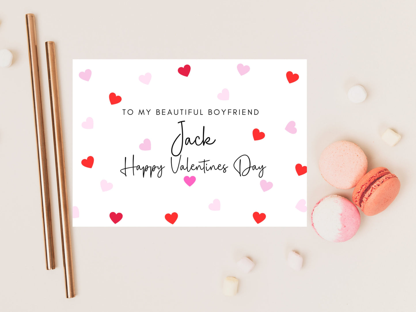 Personalised To My Beautiful Boyfriend Happy Valentines Day Card/ Romantic Boyfriend/ Girlfriend/ Cute Couples Anniversary Card