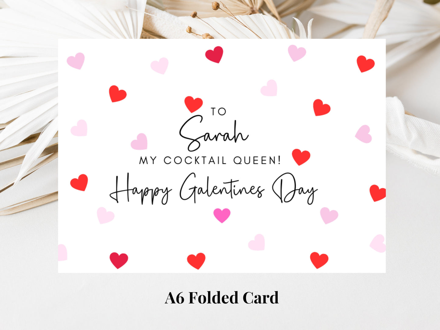 Personalised My Cocktail Queen Galentines Day Card/ Best Friend Greetings/ Happy Galentines Day/ Cute Gal Pal Friend Appreciation Thank You