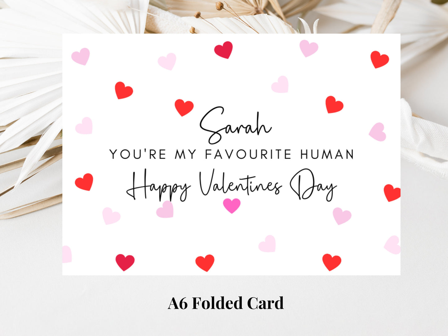 Personalised Youre My Favourite Human Happy Valentines Day Card/ Romantic Husband/ Wife/ Girlfriend/ Boyfriend/Cute Couples Anniversary Card