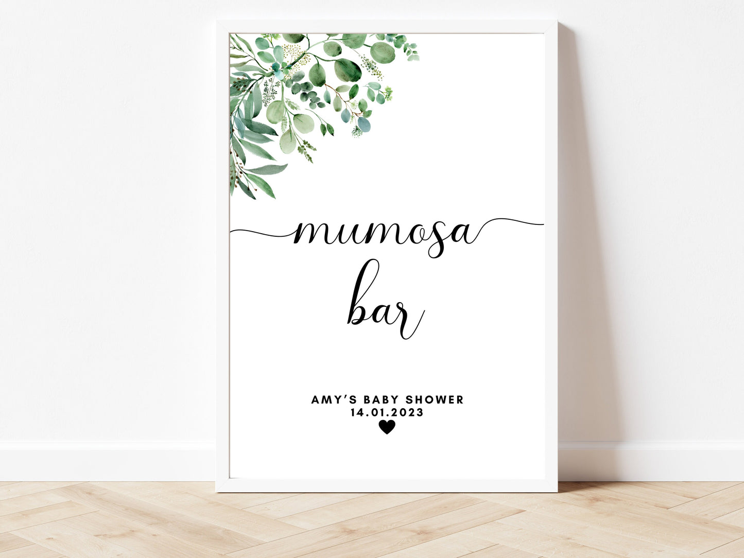 Editable Mumosa Bar Baby Shower Printable Sign/ Floral Greenery Drinks Sign/ Eucalyptus Party/ Boho Gender Reveal/ Baby Shower/ Mummy to Be