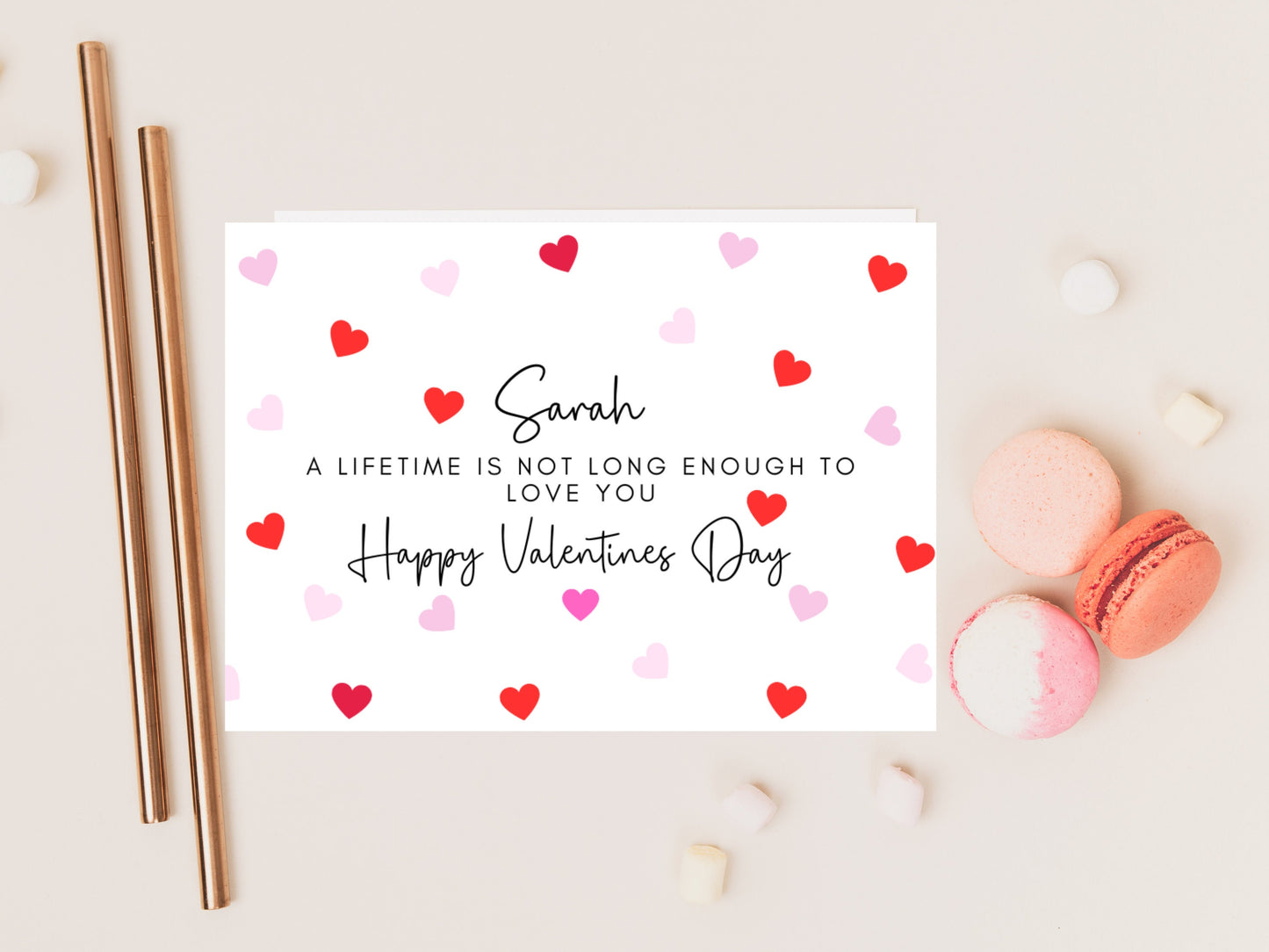 Personalised A Lifetime is Not Long Enough to Love You Happy Valentines Day Card/Husband/ Wife/Girlfriend/Boyfriend/Couples Anniversary Card