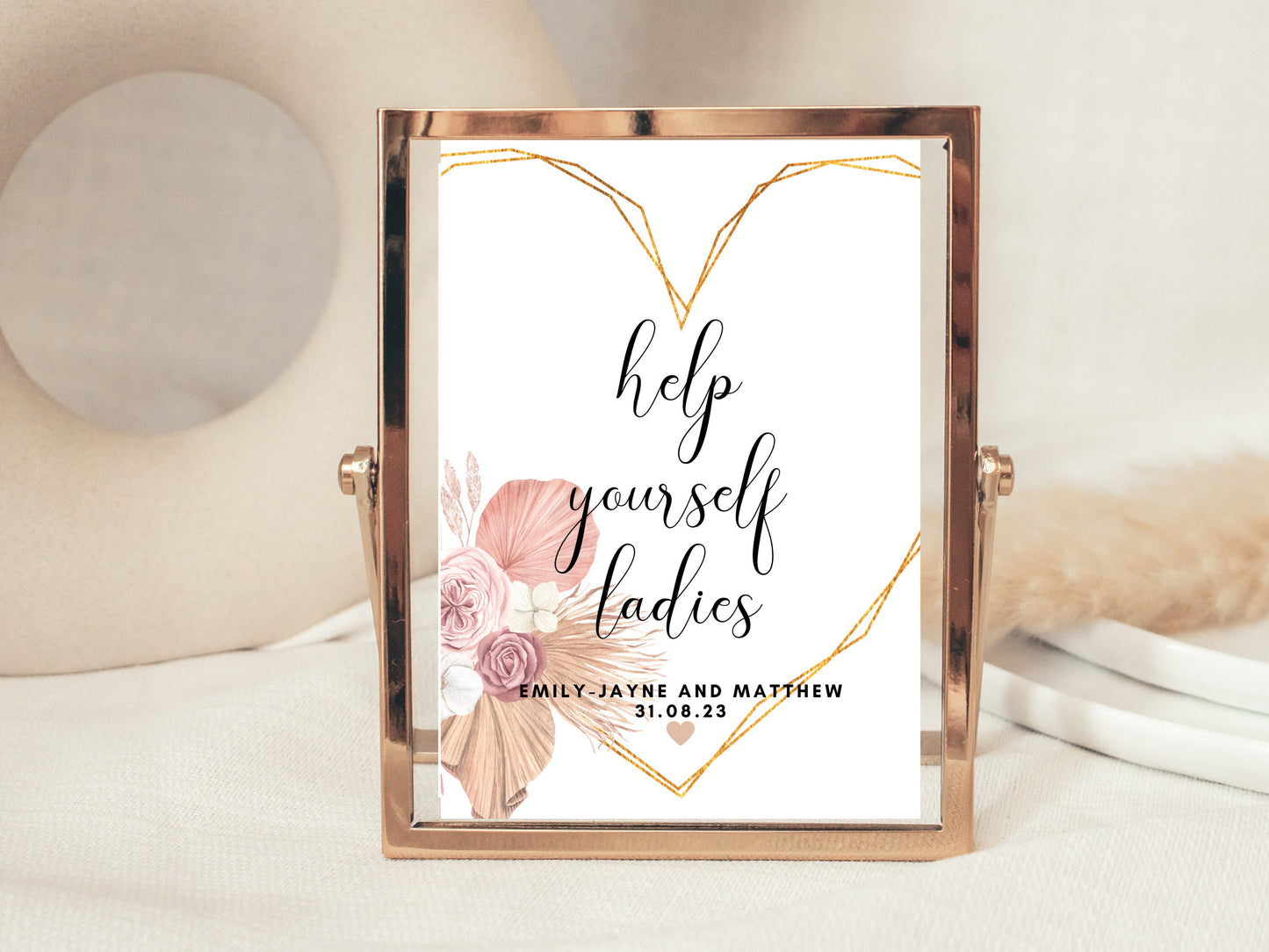 Personalised Birthday Help Yourself Ladies Sign/ Pampas Grass Floral Happy Birthday Party Decorations Guest Favours Poster/ Sweet Treats