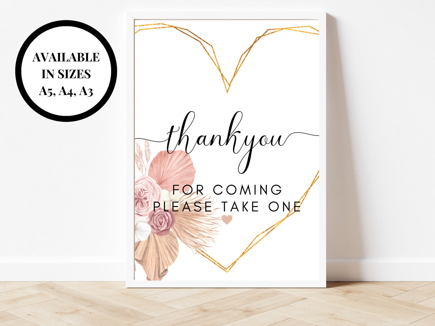 Personalised Thank You Printable Sign/ Pampas Grass Wedding Reception Guest Favour/ Please Take One Stag Do Party/ Lads Night Out Poster