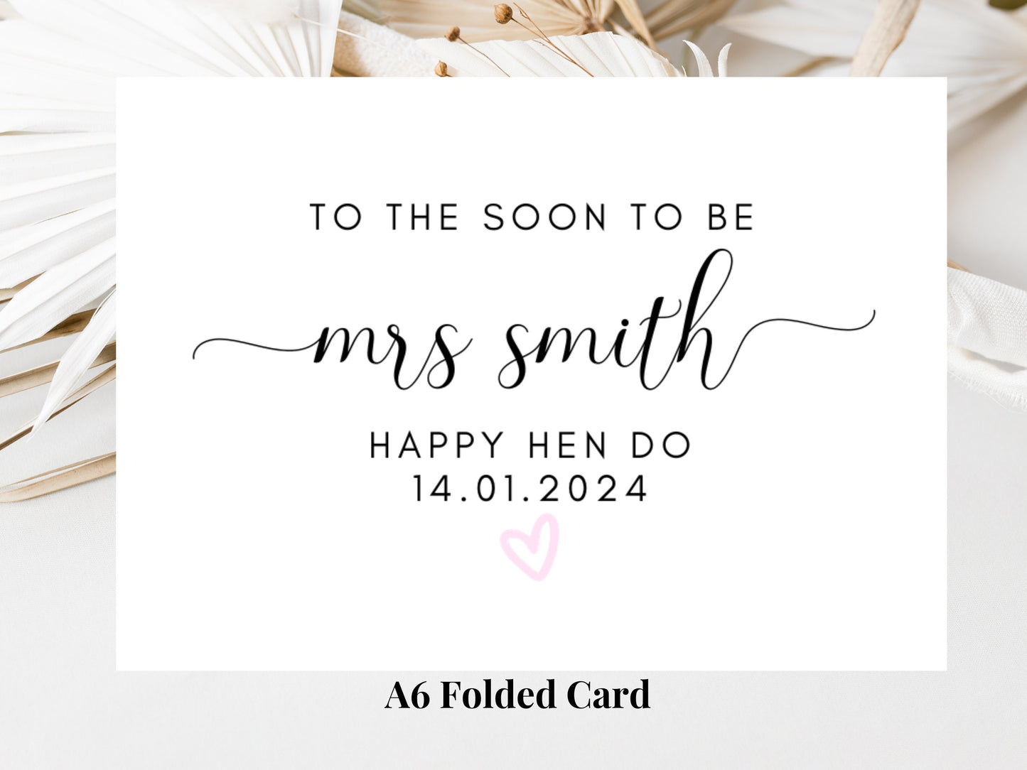 To the Soon to Be Mrs Happy Hen Party Card/ Personalised Bride to Be Bridal Shower/ Bachelorette Boho Pink Heart Hen Party Weekend Card