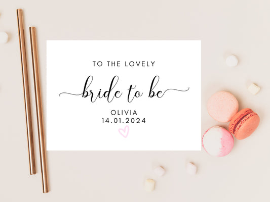 To the Lovely Bride to Be Hen Party Card/ Personalised Bride to Be Bridal Shower/ Bachelorette Boho Pink Heart Hen Party Weekend Card