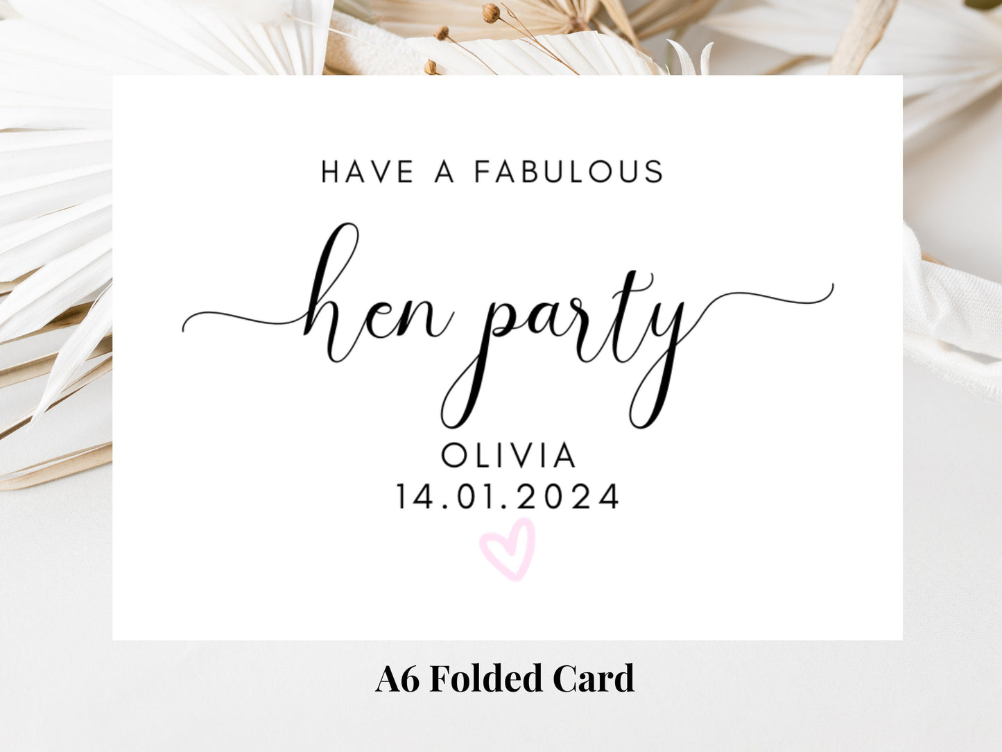 Have a Fabulous Hen Party Card/ Personalised Bride to Be Bridal Shower/ Bachelorette Boho Pink Heart Hen Party Weekend Card