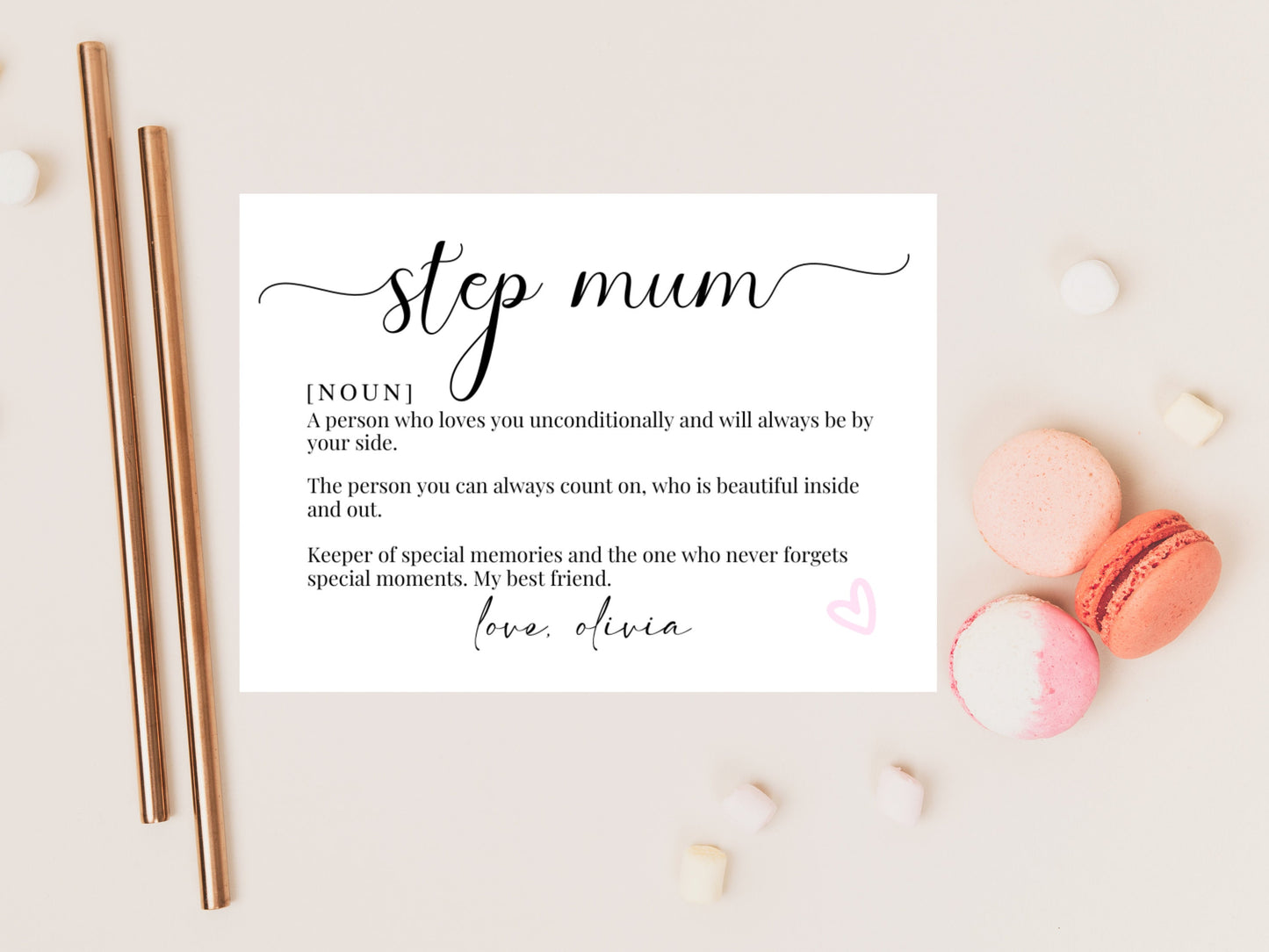 Step Mum Definition Card/ Personalised Happy Mothers Day Card/ I Love You Mum/ To a Special Mum/ Present/ Mothers Day Gift for Mum