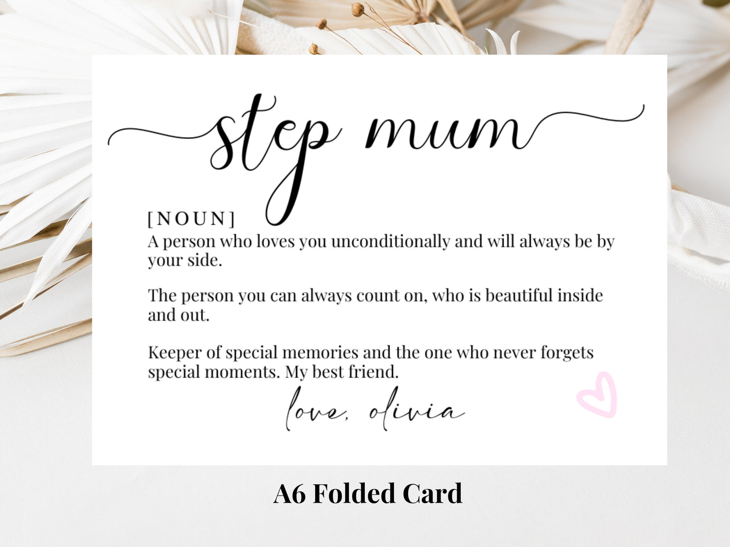 Step Mum Definition Card/ Personalised Happy Mothers Day Card/ I Love You Mum/ To a Special Mum/ Present/ Mothers Day Gift for Mum