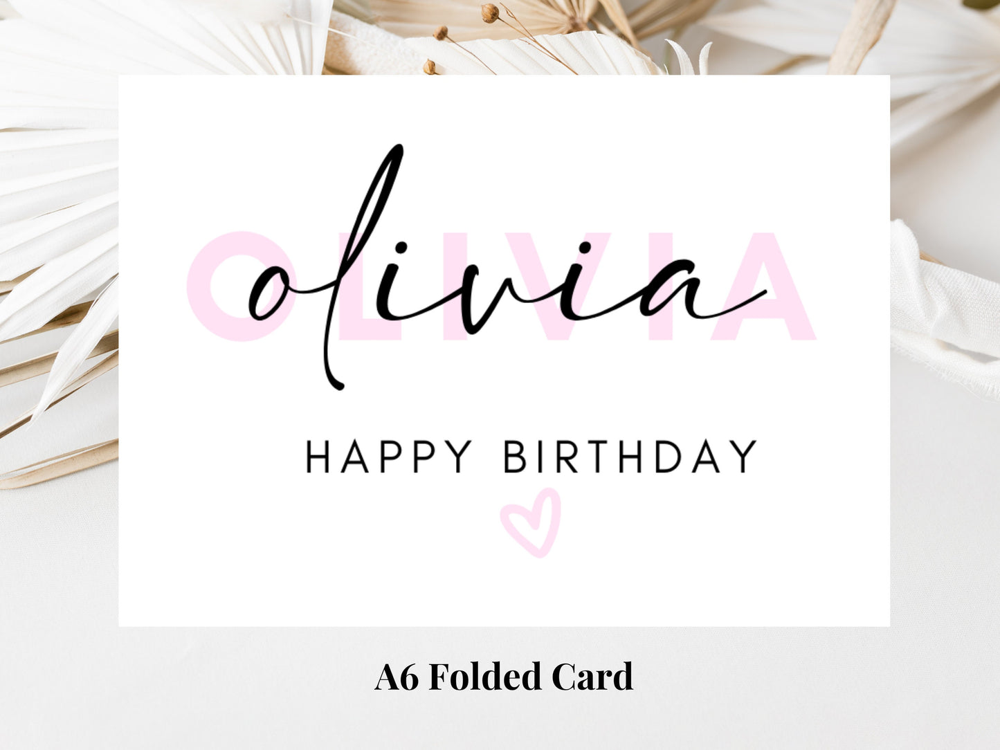 Happy Birthday Party Card/ Personalised Name Pink Theme Happy Birthday Greeting Card/ Simple Fun Novelty Card for Her/ Girlfriend/ Wife