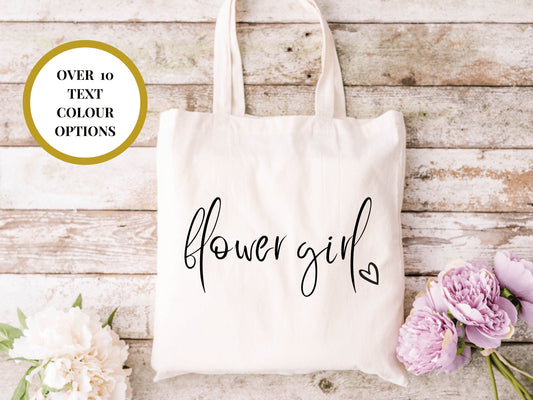 Flower Girl Wedding Tote Bag/ Custom Cotton Bridal Bag/ Bridal Shower Gift/ Hen Party Stuff Planning Bag/ Bridesmaid Proposal Box Filler