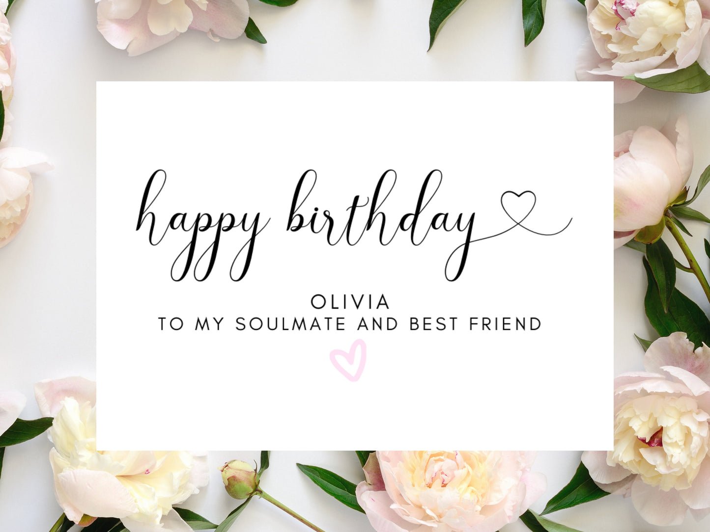 To My Soulmate and Best Friend Happy Birthday Prosecco Bottle Label/ Personalised Champagne Bottle Sticker/ Wine Party Decor/Monochrome Pink