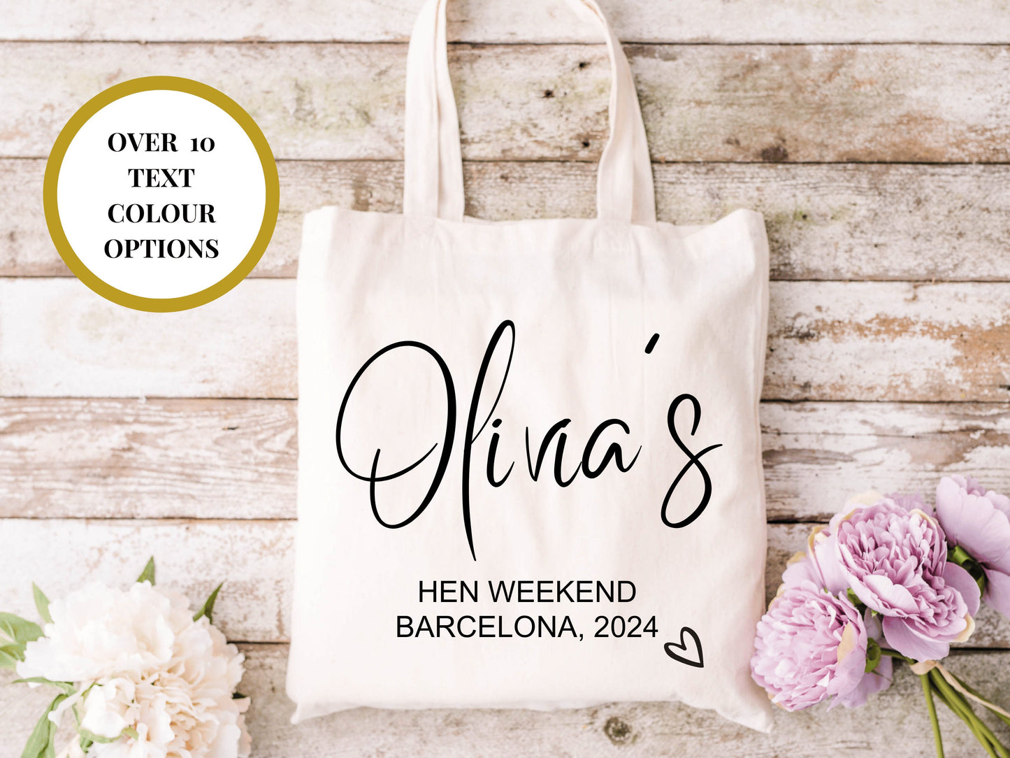 Personalised Hen Weekend Tote Bag/ Destination Hen Weekend/ Bridal Party Bag/ Bridal Shower Gift/ Hen Party Bag/ Bridesmaid Proposal Filler