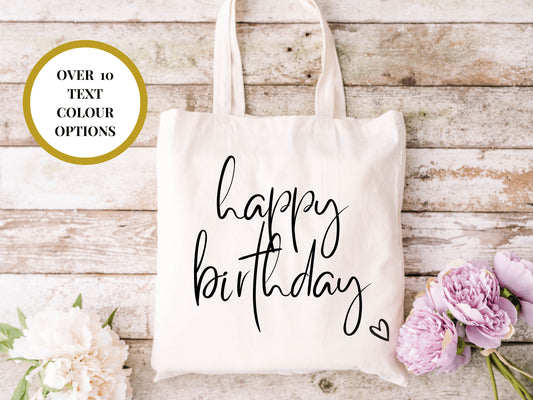 Happy Birthday Tote Bag/ Custom Happy Birthday Gift Bag/ Birthday Gift Idea Birthday Bag Keepsake Momento/Birthday Present Bag/ Gift for Her