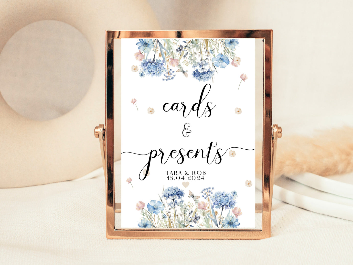 Cards and Presents Sign/ Blue Theme Wedding Reception Please Leave Your Gifts Here Poster/ Wedding Presents and Best Wishes/ Card Box Sign