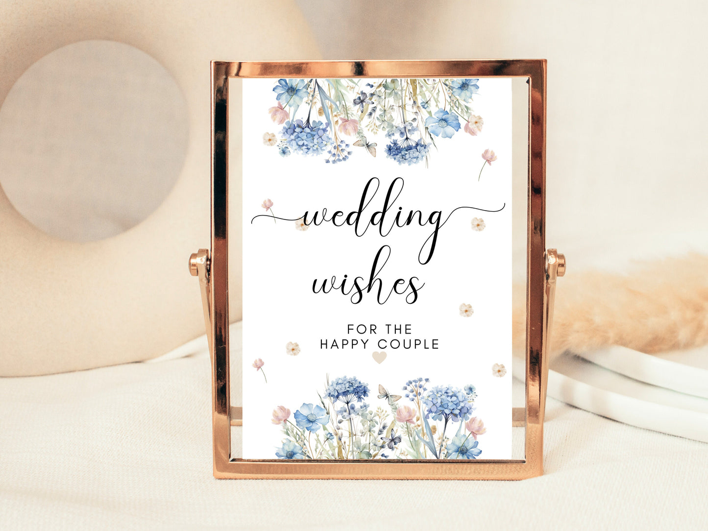 Wedding Wishes for the Happy Couple Sign/ Blue Theme Wedding Reception Venue Guestbook Poster/ Newlywed Wedding Presents/ Card Box Sign