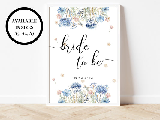 Bride to Be Sign/ Team Bride/ Miss to Mrs/ Custom Blue Theme Hen Party Venue Decor/ Bridal Shower/ Shes Changing Her Last Name/ Bachelorette