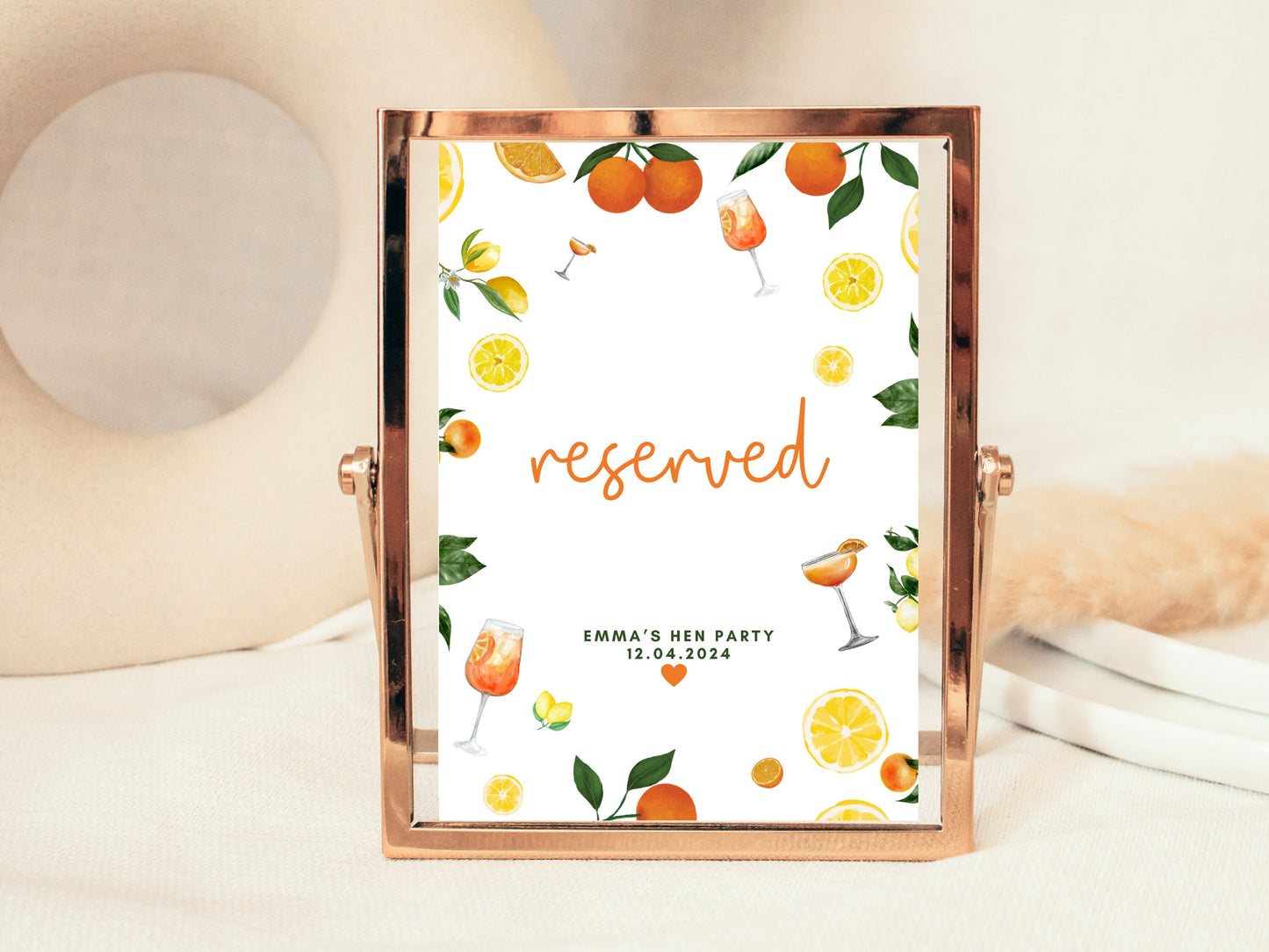 Reserved Seating Sign/ Citrus Spritz Spring Summer Lemons Oranges Mediterranean/ Italian Style Wedding Reception Seating Guest Chart Poster