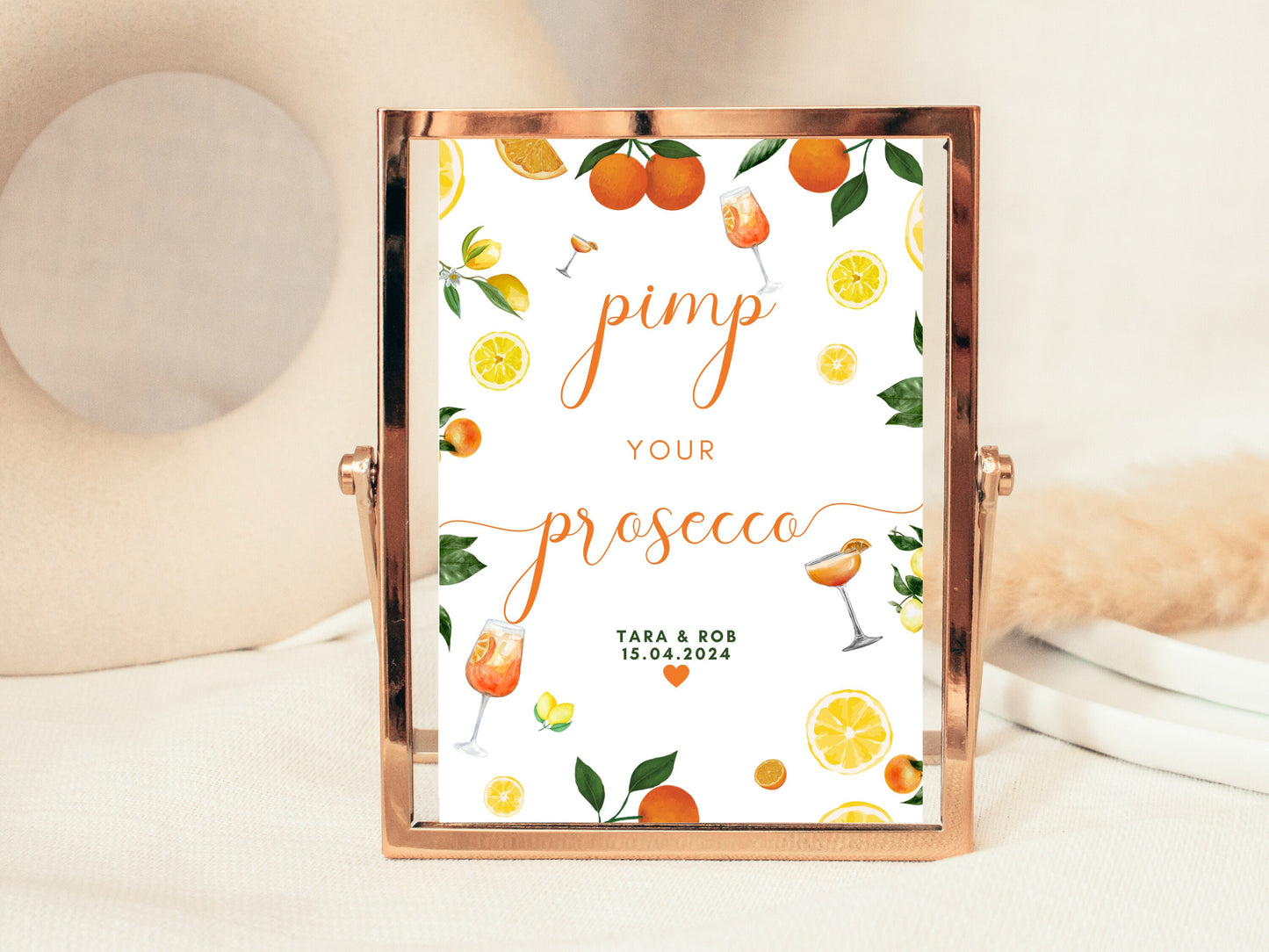 Pimp Your Prosecco Sign/ Citrus Alcohol Drinks Spring Summer Lemons Oranges Mediterranean Theme/ Italian Style Hen Party Bridal Shower