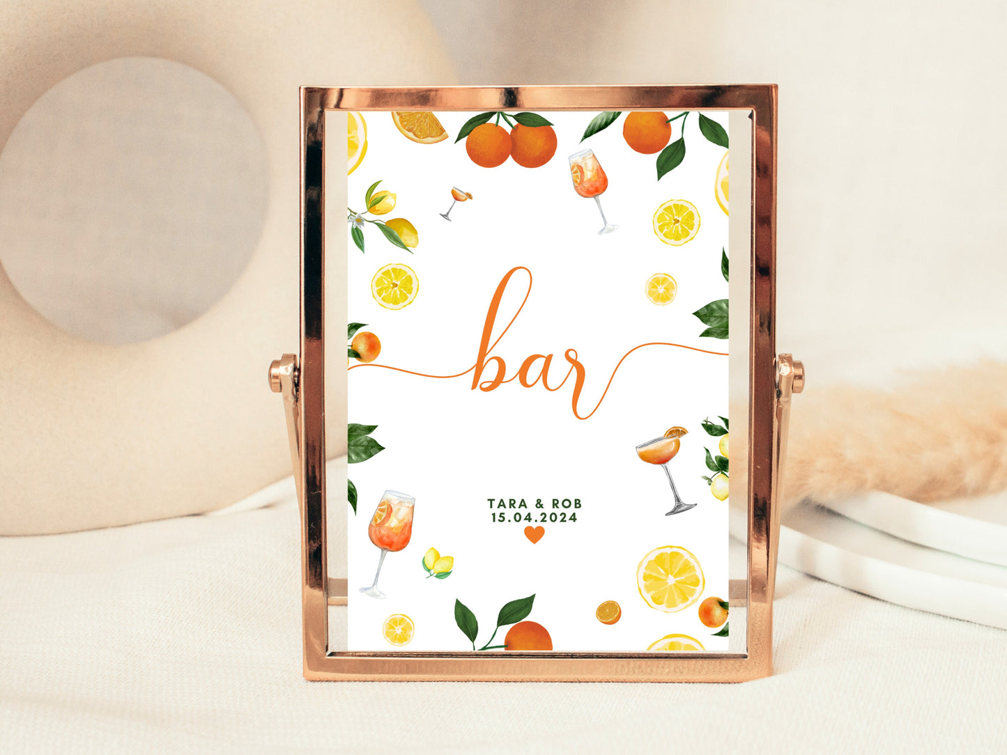 Bar Sign/ Citrus Alcohol Prosecco Champagne Drinks Spring Summer Lemons Oranges Mediterranean Theme/ Italian Style Hen Party Bridal Shower