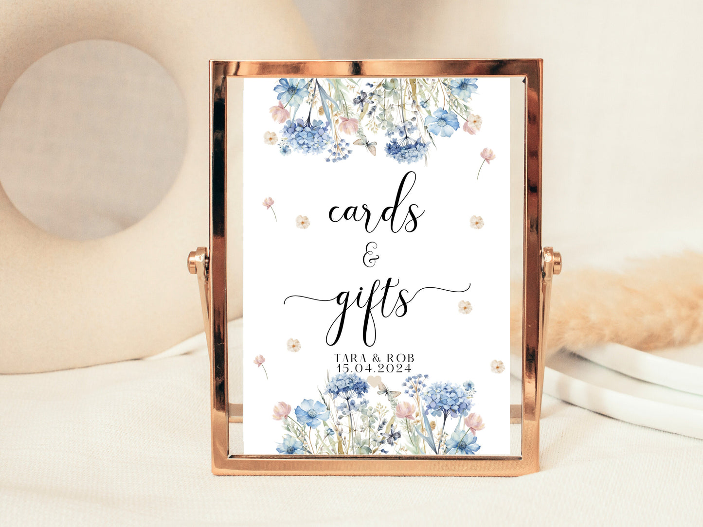 Cards and Gifts Here Please Sign/ Blue Theme Wedding Reception Party Poster/ Wedding Guest Poster/ Presents/ Card Box Sign