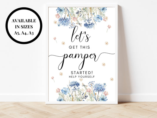 Lets Get the Pamper Started Sign/ Personalised Kiss the Miss Goodbye/ Blue Theme Hen Party Venue Decor/ Bridal Shower/ Bachelorette Party