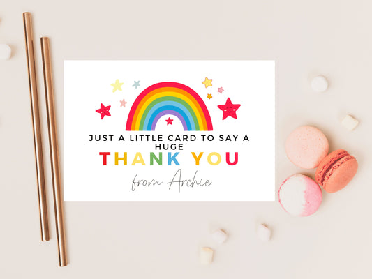 Just a Little Card to Say a Big Thank You/ Personalised Pastel Rainbow Star Teacher/ Best Friend/ Mentor/ End Of School Appreciation