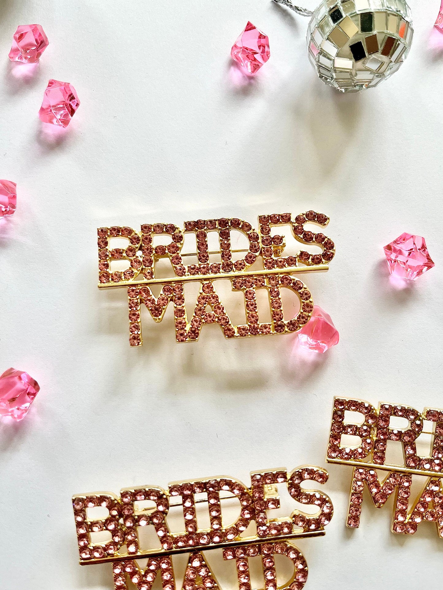 Bridesmaid Badge/ Rose Gold Crystal Bridal Hen Party Gift Bag Filler/ Gold Bridal Party Favours/ Bridesmaid Proposal Box Favour/ Wedding Pin