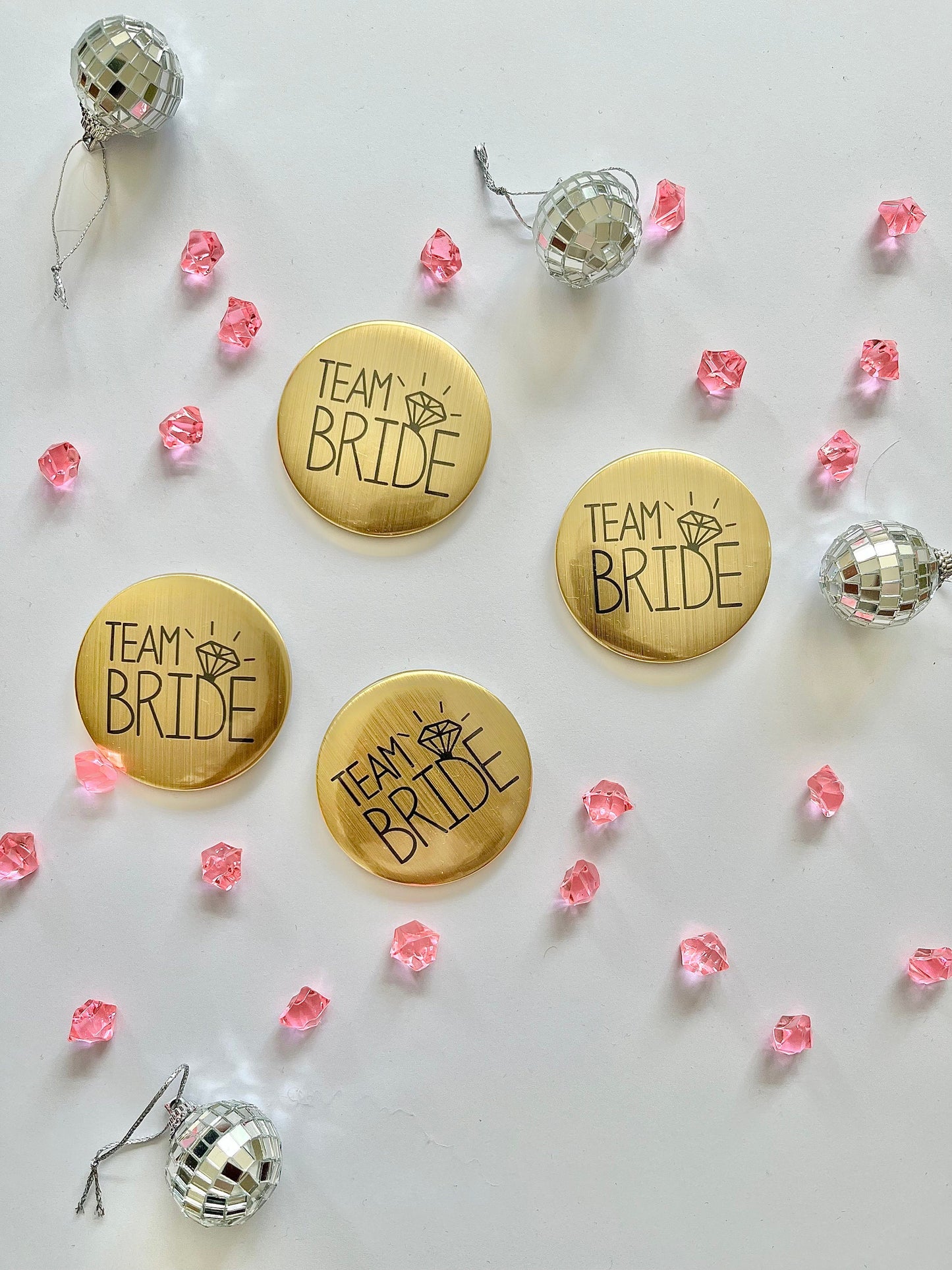 Team Bride Badge/ Diamond Ring Gold Theme Bridal Shower Hen Party Gift Bag Filler/ Gold Party Favours/ Bridesmaid Proposal Box Wedding Pin