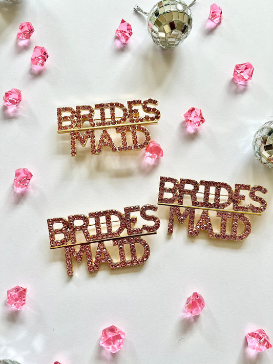 Bridesmaid Badge/ Rose Gold Crystal Bridal Hen Party Gift Bag Filler/ Gold Bridal Party Favours/ Bridesmaid Proposal Box Favour/ Wedding Pin