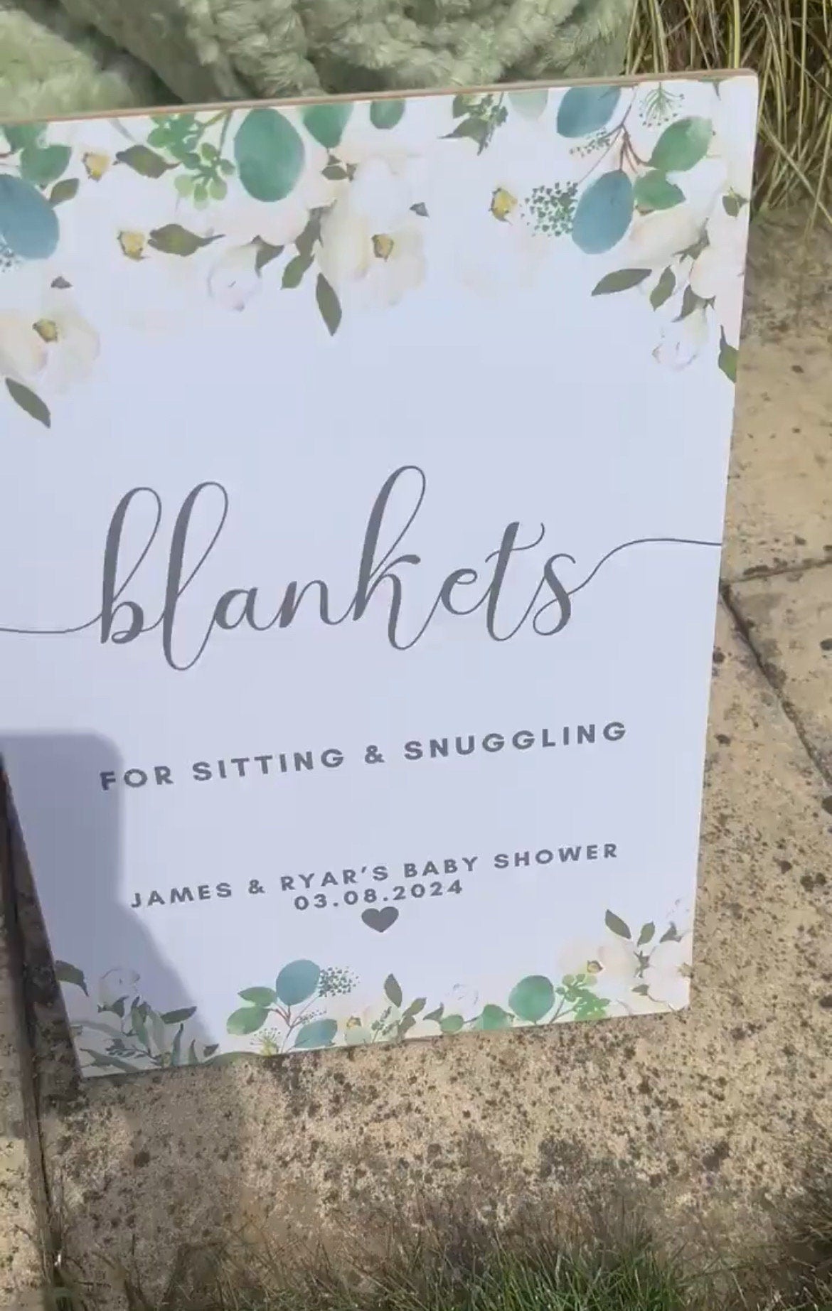 Personalised Blankets Sign/Greenery Floral Wedding Reception Party To Have and To Hold In Case You Get Hold Blankets Poster/ Hen Party Sign