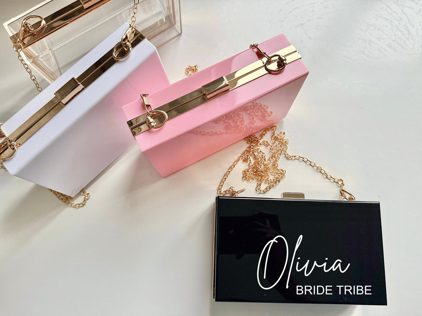 Personalised Bride Tribe Hen Party Acrylic Clutch Bag/ Hen Weekend Gifts/ Bridal Shower Favours/ Bachelorette Present Ideas/ Will You Be My