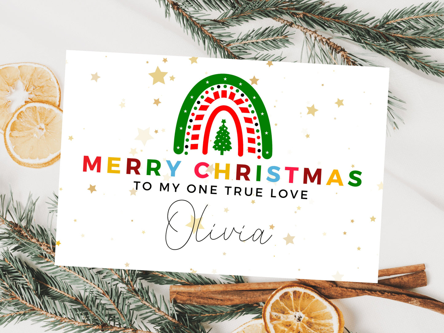 Personalised To My One True Love Merry Christmas Card/ Romantic Card for Wife/ Husband/ Girlfriend/ Boyfriend/ Fiance/ Seasons Greetings