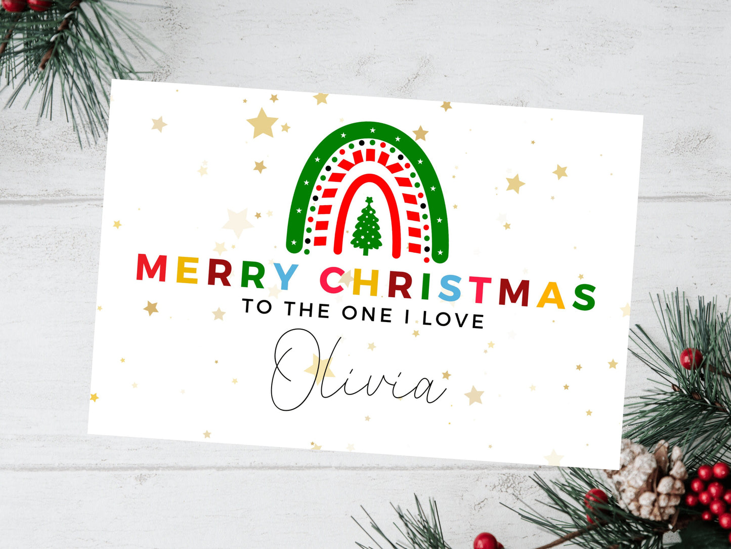 Personalised To the One I Love Merry Christmas Card/ Romantic Card for Wife/ Husband/ Girlfriend/ Boyfriend/ Fiance/ Seasons Greetings