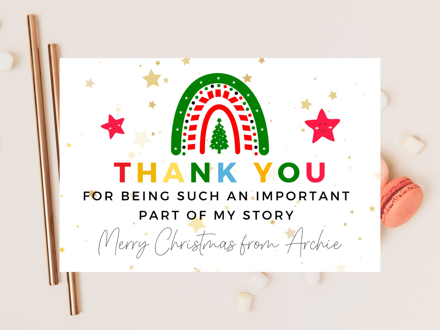 Personalised Thank You for Being Such An Important Part of My Story Merry Christmas Card/ Teacher Appreciation/ End of School Year Greetings