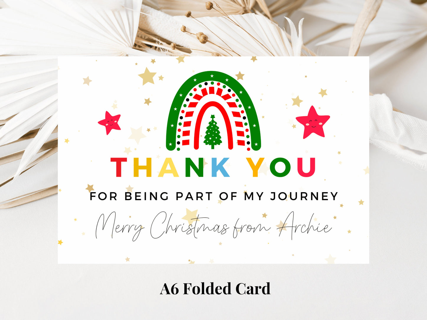 Personalised Thank You for Being Part of My Journey Merry Christmas Card/ Teacher Appreciation/ End of School Year Thank You Season Greeting