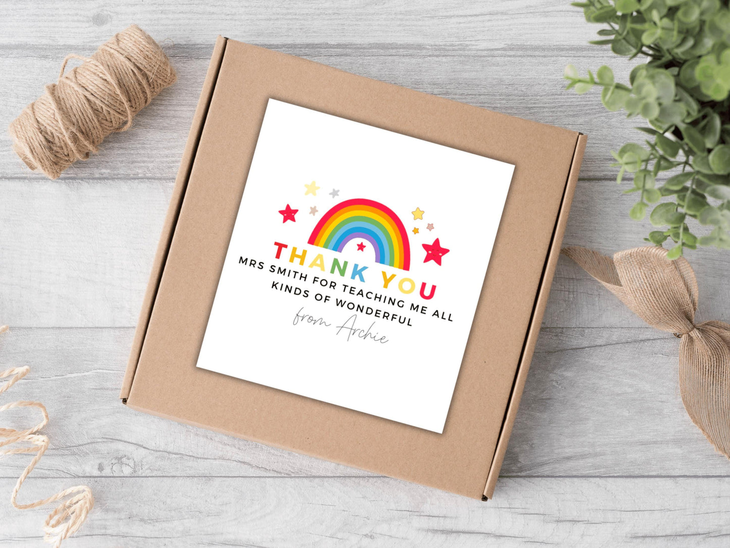 Personalised Thank You for Teaching Me All Kinds of Wonderful Candle Label/ Rainbow Teacher Appreciation Sticker/ End of Year Label