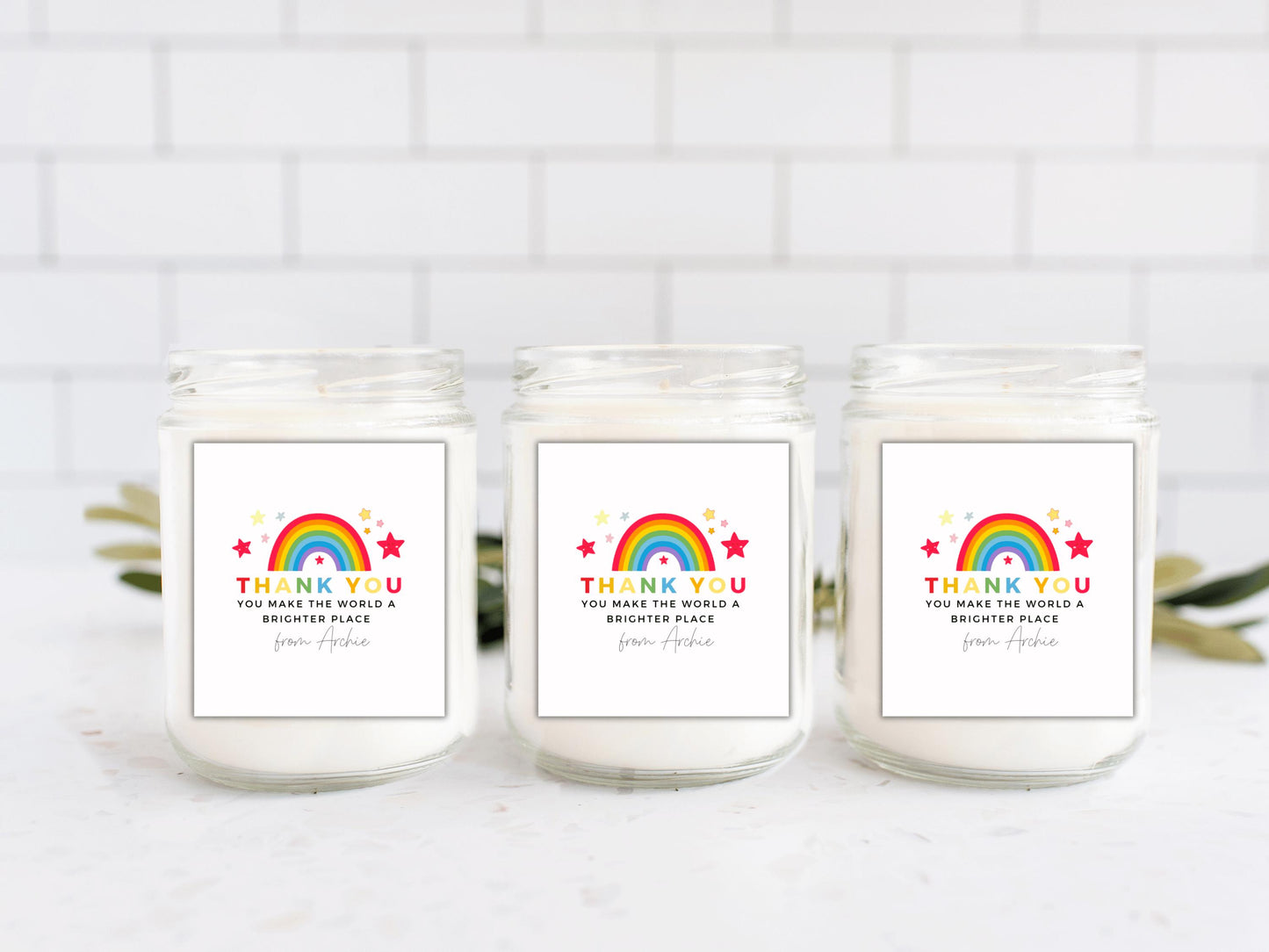 Personalised You Make the World a Brighter Place Candle Label/ Rainbow Teacher Appreciation Sticker/ End of Year Teacher Gifts Present