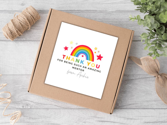 Personalised Thank You for Being Such an Amazing Mentor Candle Label/ Rainbow Teacher Appreciation Present/ End of Year School Teacher Gifts