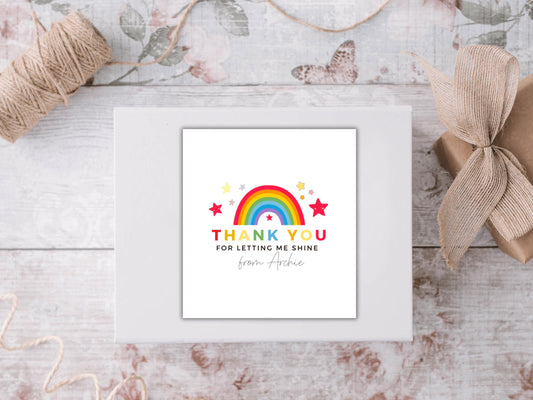 Personalised Teacher Thank You for Letting Me Shine Candle Label/ End of Year School Teacher Appreciation Present Gift Sticker Present