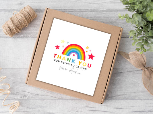 Personalised Teacher Thank You for Being so Caring Candle Label/ End of Year School Teacher Appreciation Present Gift Sticker Present