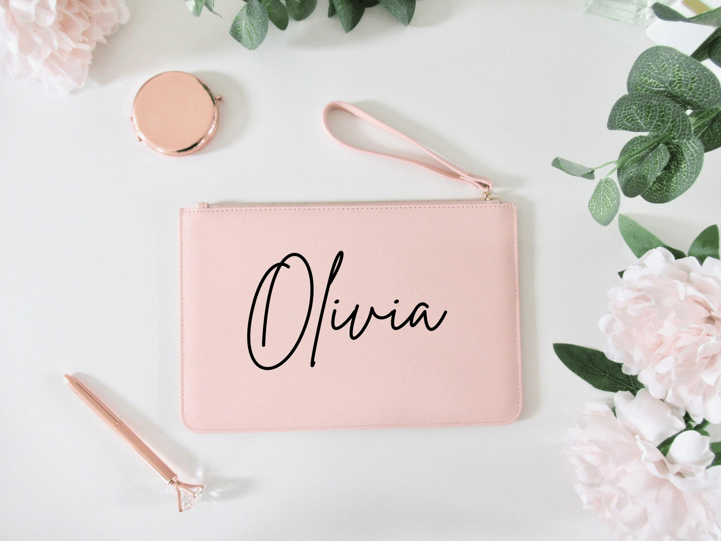 Personalised Clutch Bag/ Faux Leather Purse/ Cosmetic Bag/ Pencil Case/ Travel Accessory Clutch/ Hen Party Girlfriend Gift/ Makeup Holder