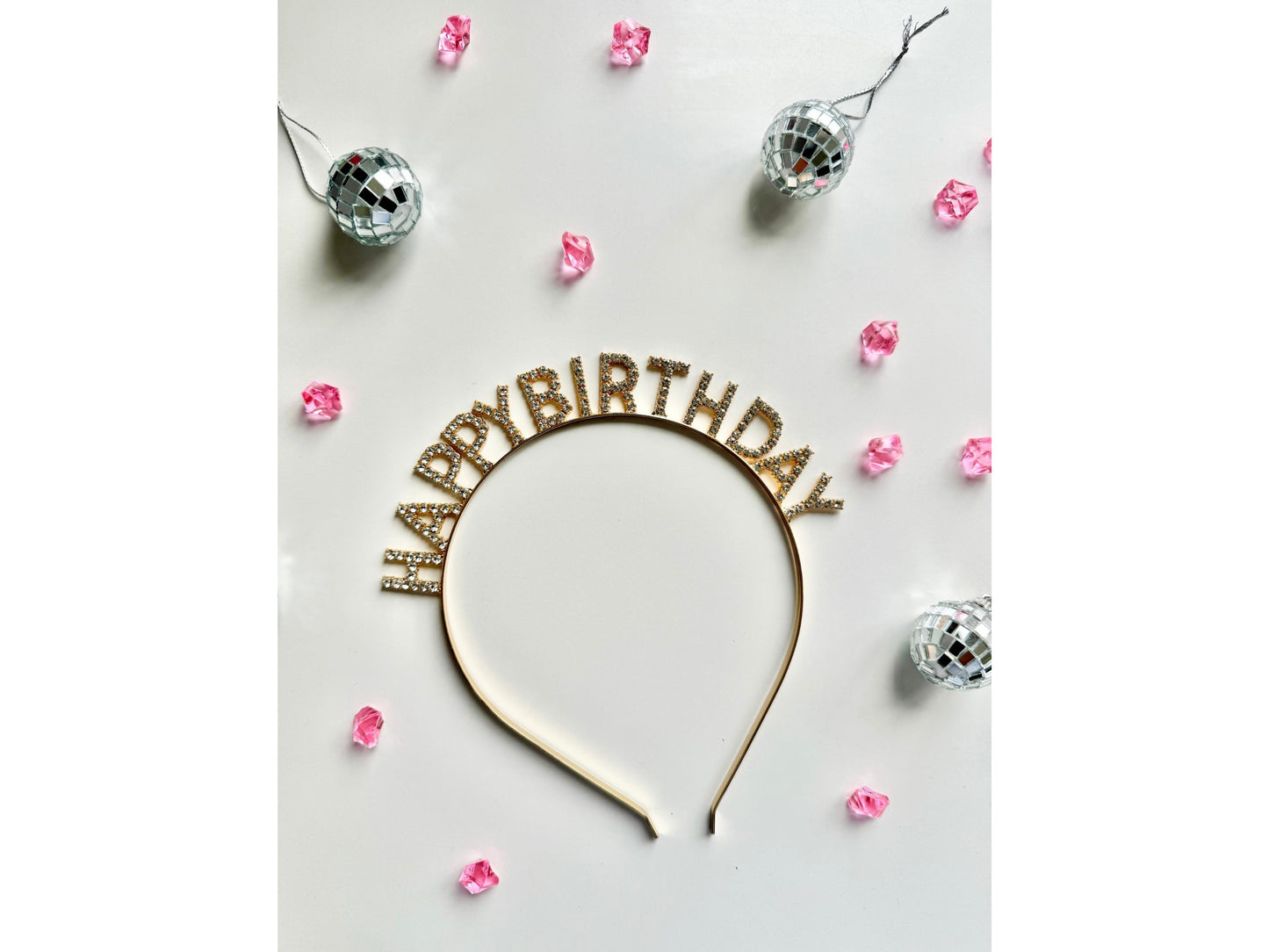 Happy Birthday Headband/ Rose Gold/ Silver Celebration Sparkly Birthday Girl Hairband/ Classy Gold Diamante Birthday Party Hair Accessory