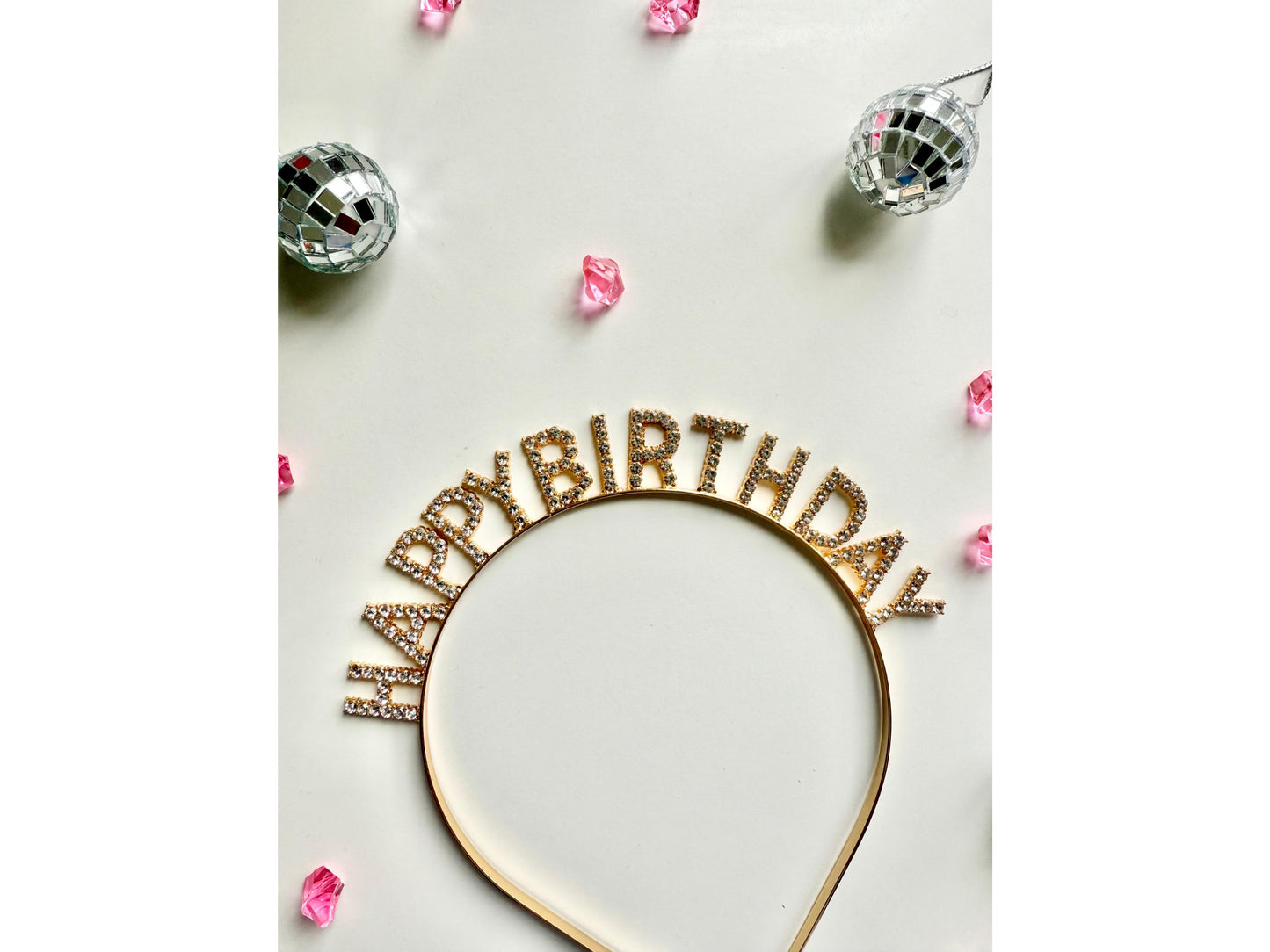 Silver Happy Birthday Headband/ Rose Gold Celebration Sparkly Birthday Girl Hairband/ Classy Gold Diamante Birthday Party Hair Accessory